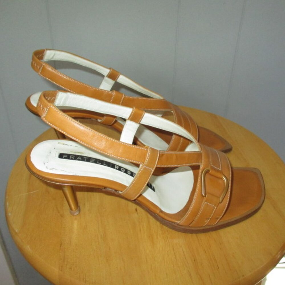 FRATELLI ROSSETTI Tan Sling Back Heels - Picture 2 of 7